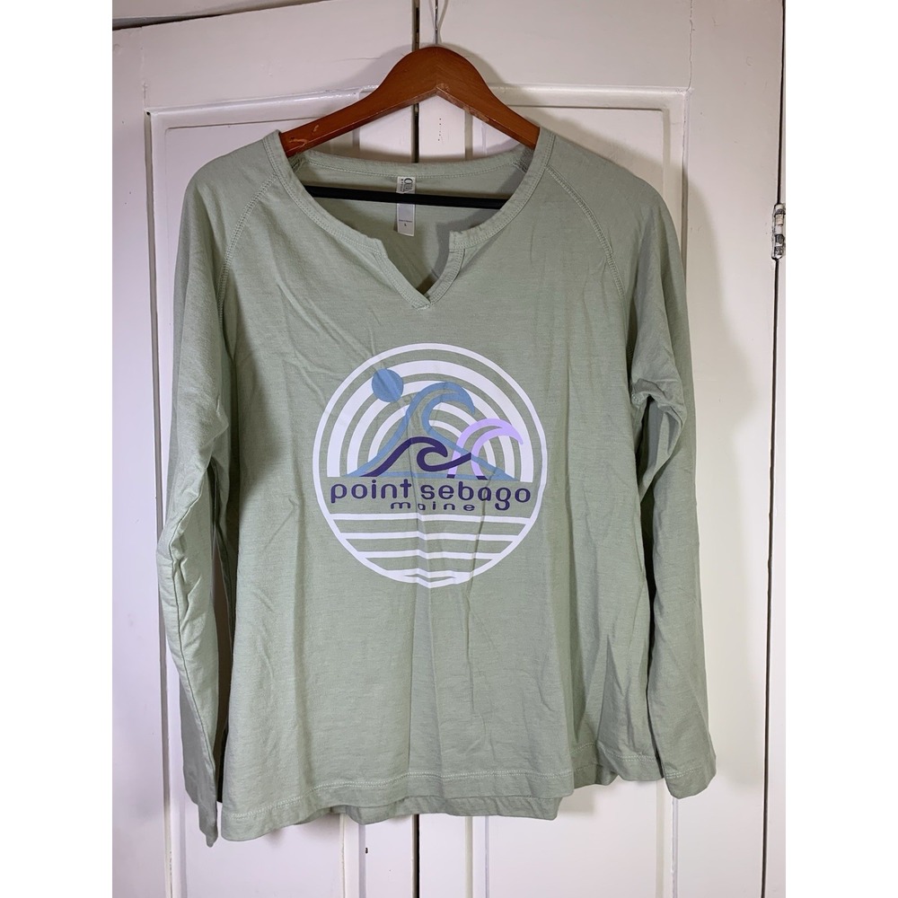 Point Sebago Maine Shirt Large Split Neck Vacation Summer Lake Casual Gift Ouray